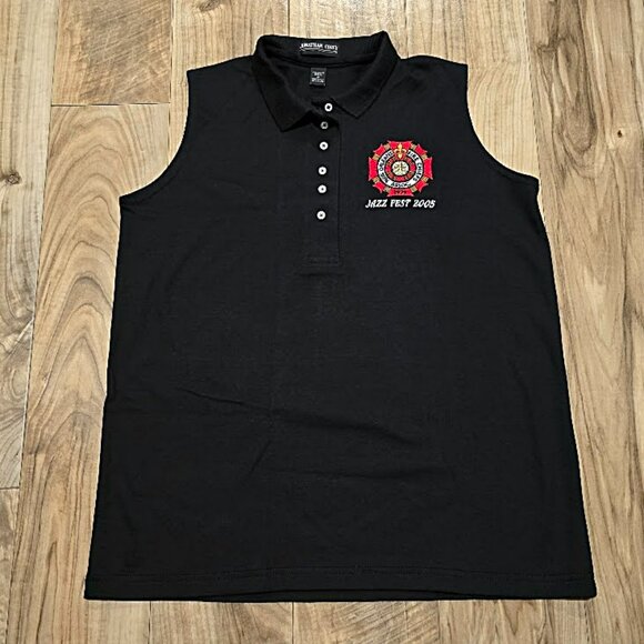 Nos Vtg 2005 NOLA Jazz Fest Fire Chief Sleeveless Polo Shirt Henley Top Womens M - Picture 4 of 7